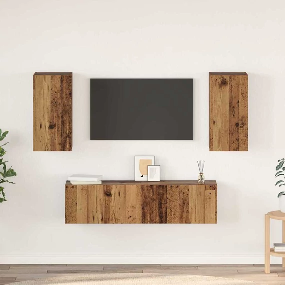 TV szekrény garnitúra polcokkal 4 pcs Régi fa 60 x 30 x 30 cm