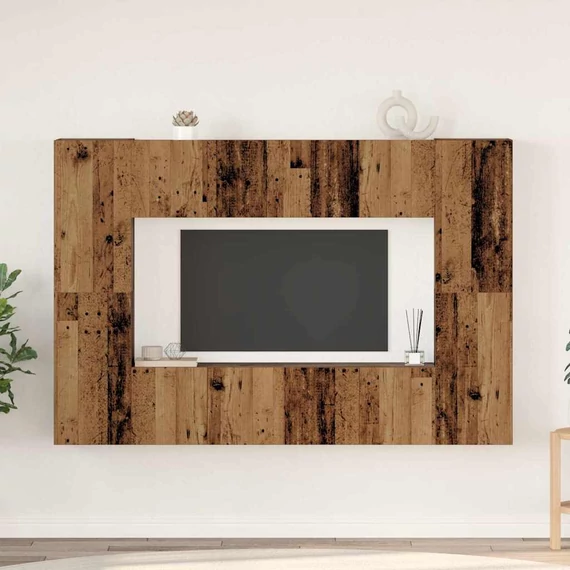 TV szekrény garnitúra polcokkal 8 pcs Régi fa 60 x 30 x 30 cm