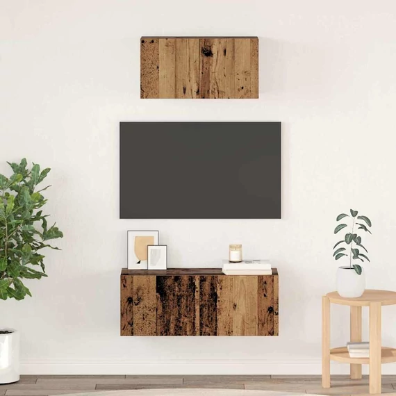 TV Szekrény Szett 2 pcs Régi fa 80 x 30 x 30 cm Faanyag