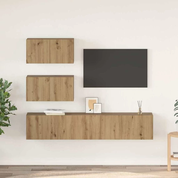 TV szekrény garnitúra 4 pcs kézműves tölgy 80 x 30 x 30 cm