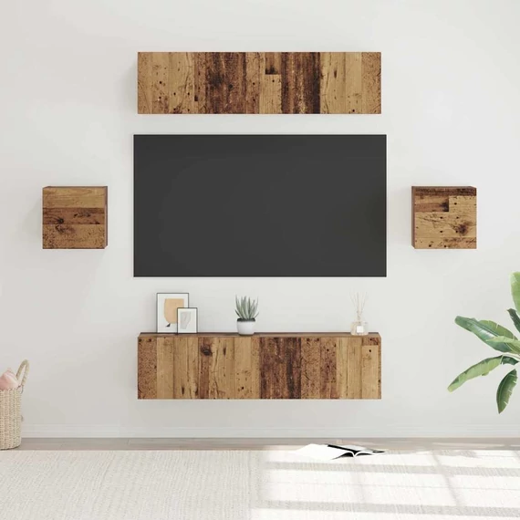 TV szekrény garnitúra 6 pcs Régi fa Közepes 30,5 x 30 x 30 cm