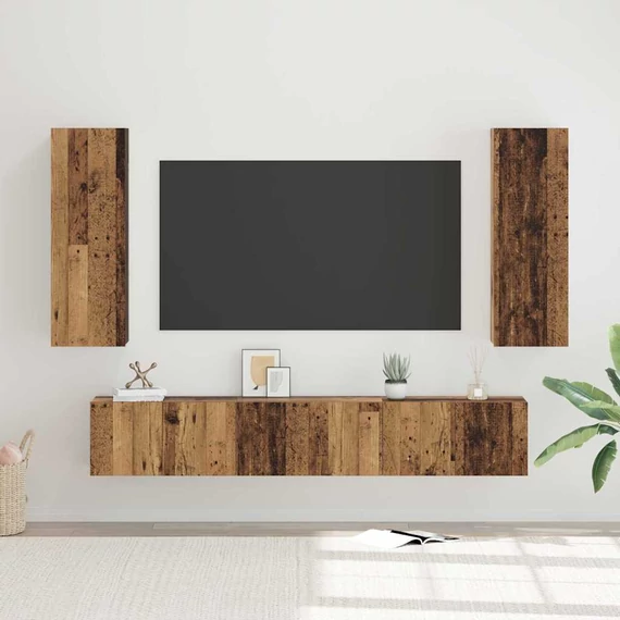 TV szekrény garnitúra 4 pcs Régi fa 30.5 x 30 x 90 cm Faanyag