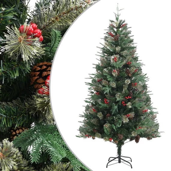 Zöld karácsonyfa fenyőtobozokkal 195 cm