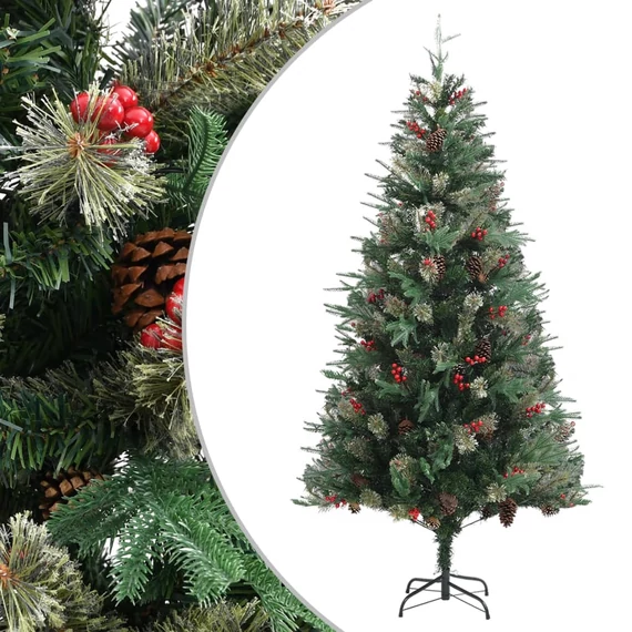 Zöld karácsonyfa fenyőtobozokkal 225 cm
