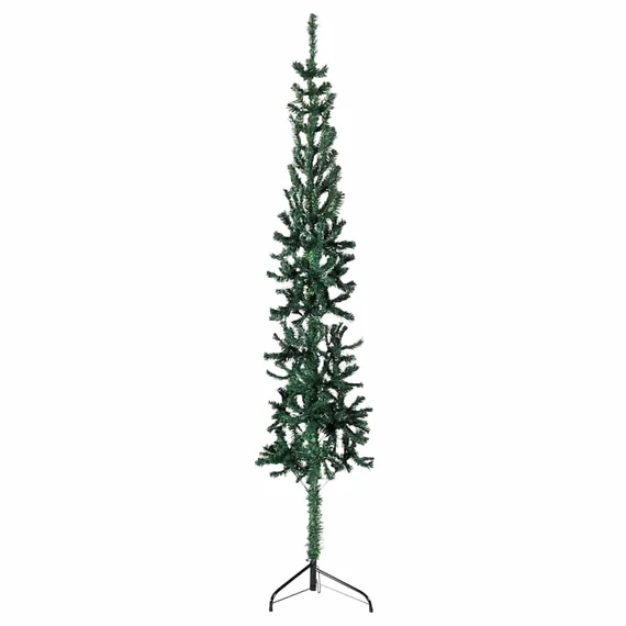 Zöld vékony fél műkarácsonyfa állvánnyal 120 cm
