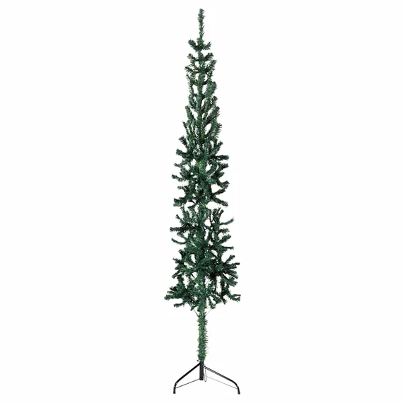 Zöld vékony fél műkarácsonyfa állvánnyal 150 cm
