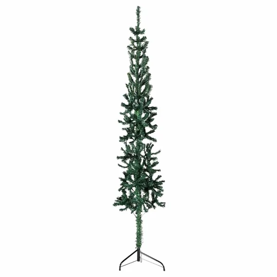 Zöld vékony fél műkarácsonyfa állvánnyal 210 cm