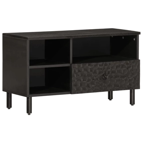 Fekete tömör mangófa TV-szekrény 80 x 33 x 46 cm