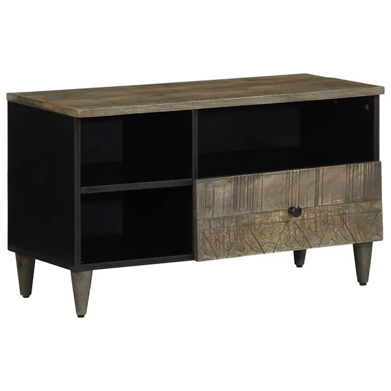Fekete tömör mangófa TV-szekrény 80 x 33 x 46 cm