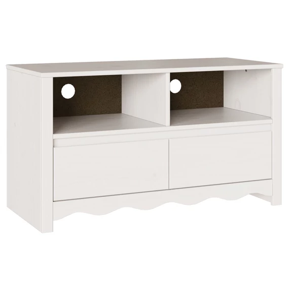 TV Szekrény "DRAMMEN" Fehér 99x43x55 cm Tömbfa Fenyő