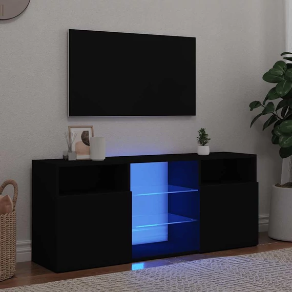 Fekete TV-szekrény LED-lámpákkal 120 x 30 x 50 cm