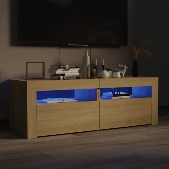 Sonoma tölgy színű TV-szekrény LED-lámpákkal 120 x 35 x 40 cm