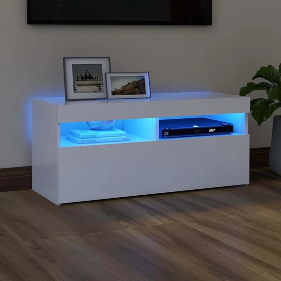 Fehér TV-szekrény LED-lámpákkal 90 x 35 x 40 cm