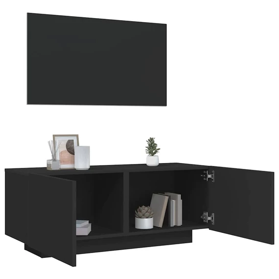 Fekete szerelt fa TV-szekrény 100 x 35 x 40 cm