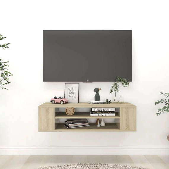 Sonoma tölgy színű szerelt fa függő TV-szekrény 100x30x26,5 cm