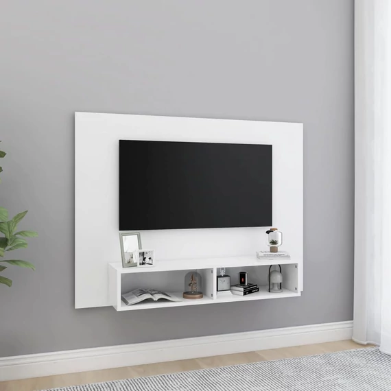 Fehér szerelt fa fali TV-szekrény 120 x 23,5 x 90 cm