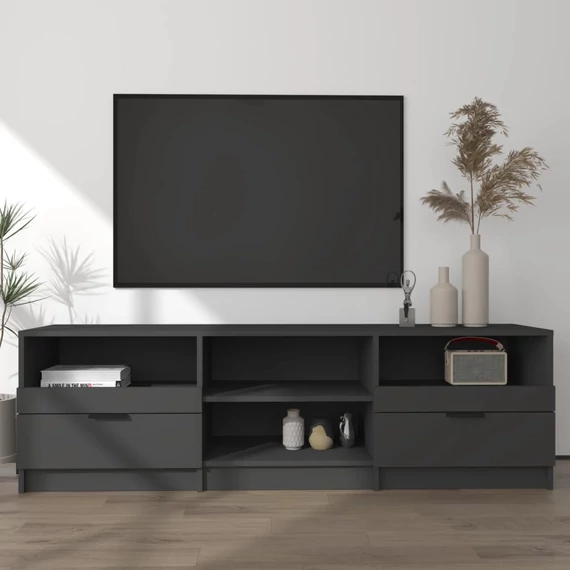 Fekete szerelt fa TV-szekrény 150 x 33,5 x 45 cm