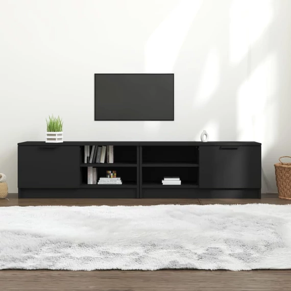 2 db fekete szerelt fa TV-szekrény 80 x 35 x 36,5 cm