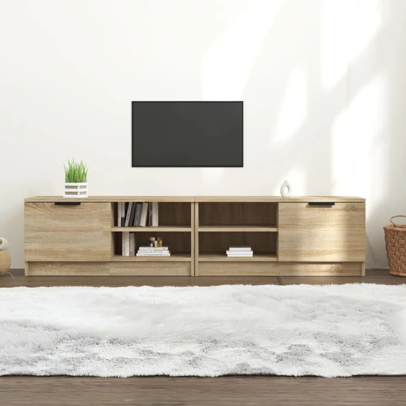 2 db sonoma-tölgy színű szerelt fa TV-szekrény 80x35x36,5 cm