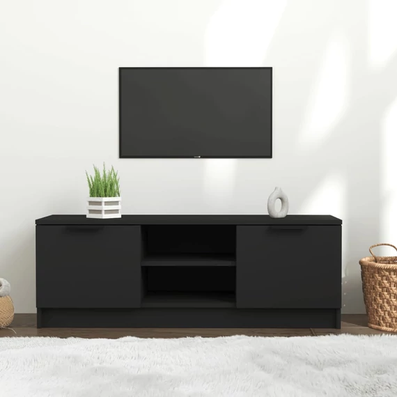 Fekete szerelt fa TV-szekrény 102 x 35 x 36,5 cm