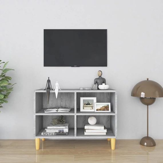 Szürke sonoma színű TV-szekrény tömör falábakkal 69,5x30x50 cm