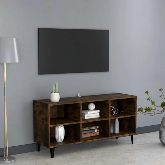 Füstös tölgy színű TV-szekrény fémlábakkal 103,5 x 30 x 50 cm