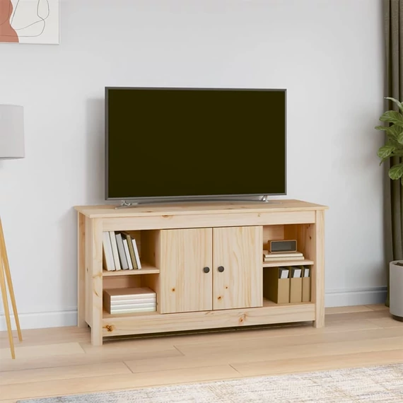 Tömör fenyőfa TV-szekrény 103 x 36,5 x 52 cm