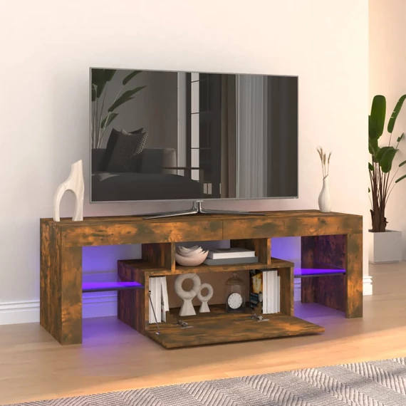Füstös tölgy színű TV-szekrény LED-világítással 120x35x40 cm