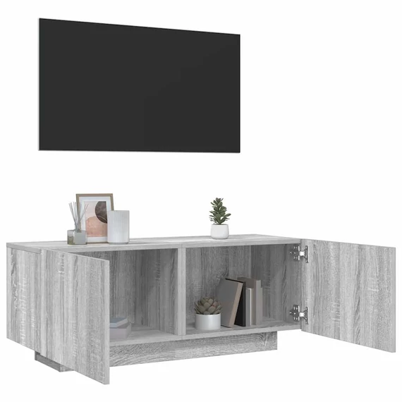 Szürke sonoma színű szerelt fa TV-szekrény 100 x 35 x 40 cm