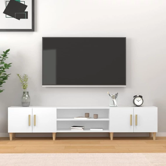 Fehér szerelt fa TV-szekrény 180 x 31,5 x 40 cm