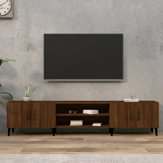 Barna tölgy színű szerelt fa TV-szekrény 180x31,5x40 cm