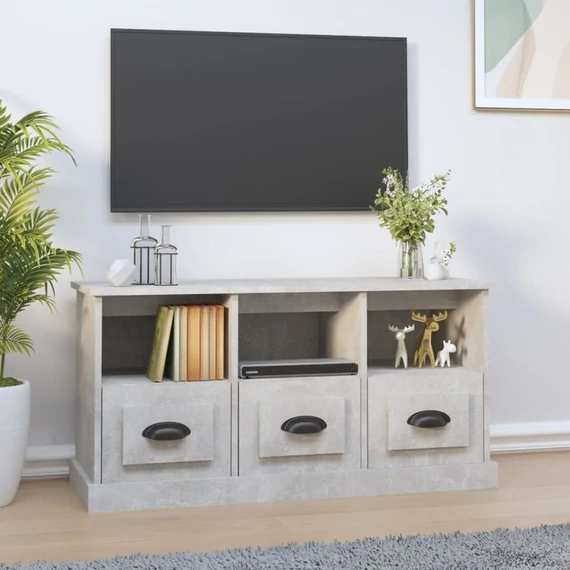 Betonszürke szerelt fa TV-szekrény 100x35x50 cm