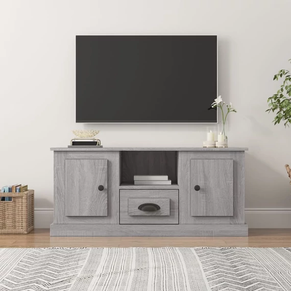 Szürke sonoma színű szerelt fa TV-szekrény 100x35,5x45 cm