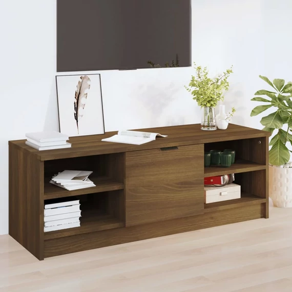 Barna tölgyszínű szerelt fa TV-szekrény 102 x 35,5 x 36,5 cm