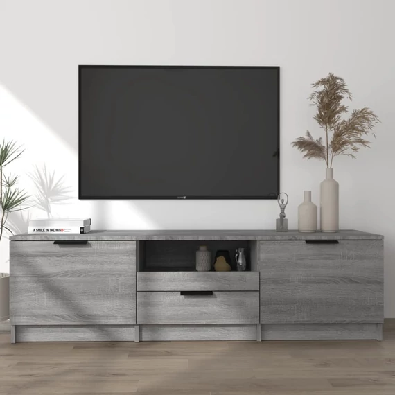 Szürke sonoma színű szerelt fa TV-szekrény 140 x 35 x 40 cm