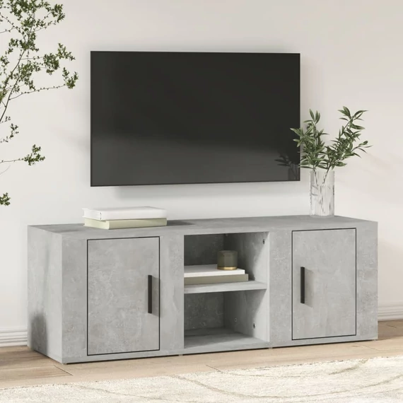 Betonszürke szerelt fa TV-szekrény 100 x 31,5 x 35 cm