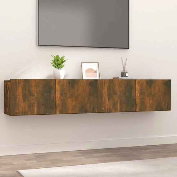 2 db füstös tölgy színű szerelt fa TV-szekrény 80 x 30 x 30 cm
