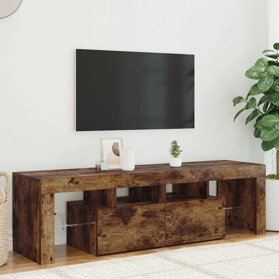 Füstös tölgy színű TV-szekrény LED-lámpákkal 140 x 36,5 x 40 cm