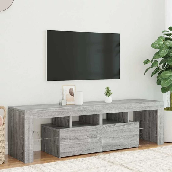 Szürke sonoma színű TV-szekrény LED-világítással 140x36,5x40 cm