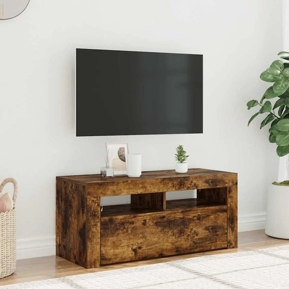 Füstös tölgy színű TV-szekrény LED-világítással 90 x 35 x 40 cm