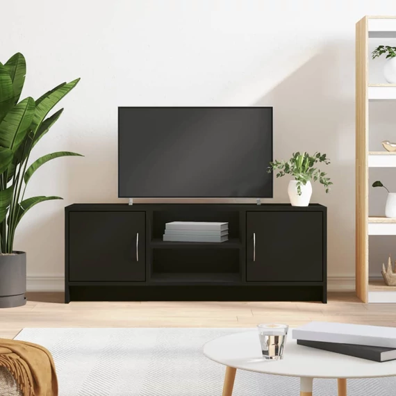 Fekete szerelt fa TV-szekrény 102x30x37,5 cm