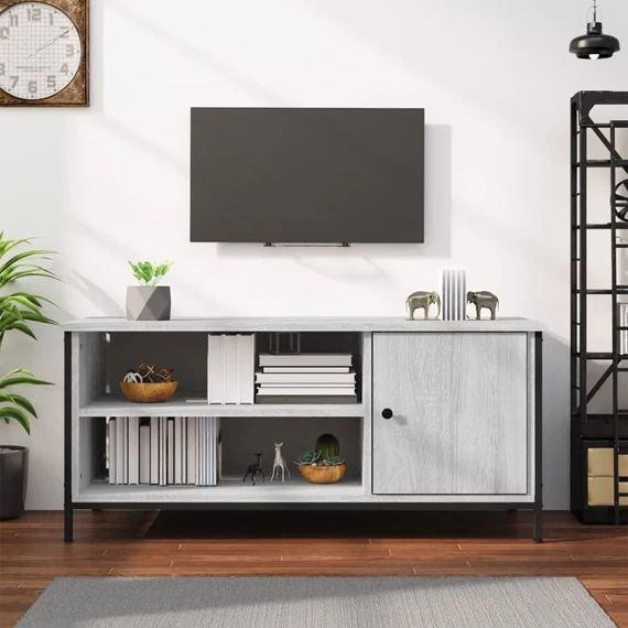 Szürke sonoma színű szerelt fa TV-szekrény 100x40x45 cm