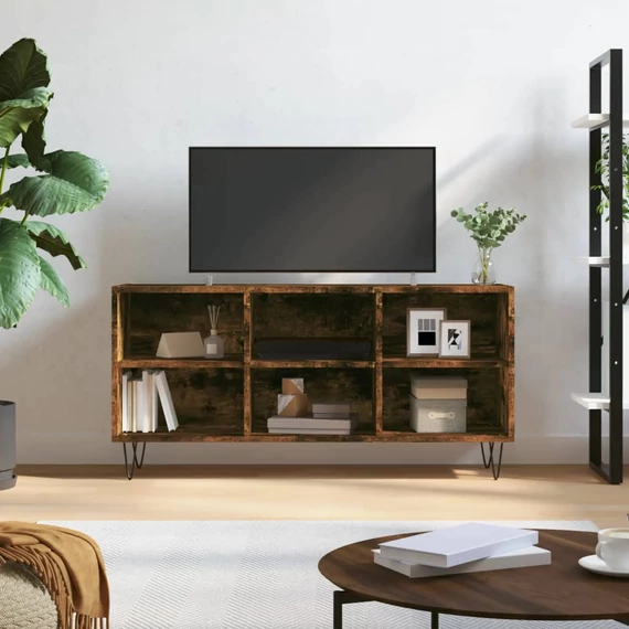 Füstös tölgy színű szerelt fa TV-szekrény 103,5x30x50 cm