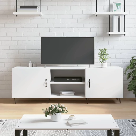 Fehér szerelt fa TV-szekrény 150 x 30 x 50 cm