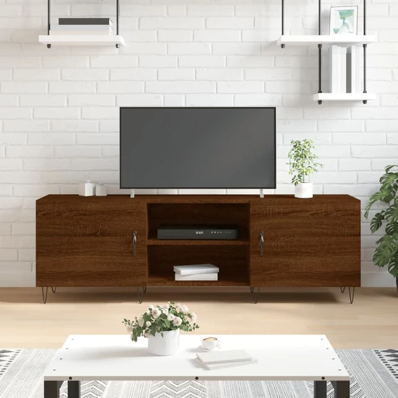 Barna tölgyszínű szerelt fa TV-szekrény 150x30x50 cm