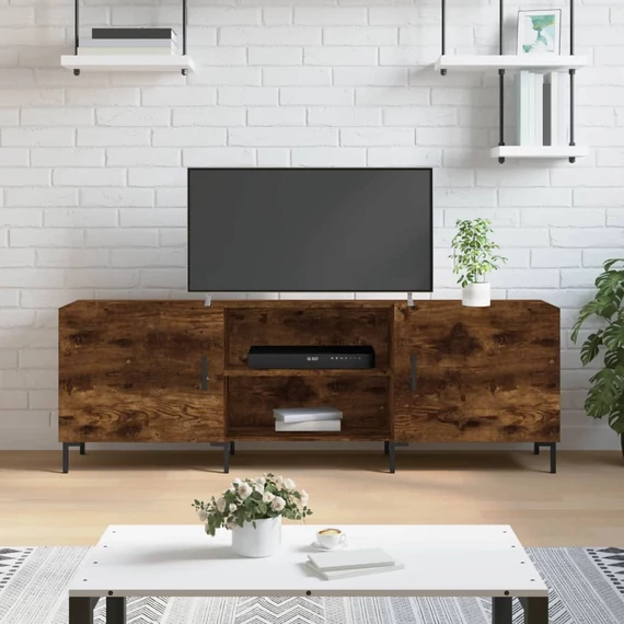 Füstös tölgy színű szerelt fa TV-szekrény 150 x 30 x 44,5 cm
