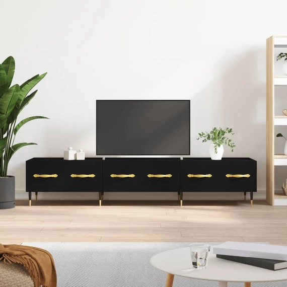 Fekete szerelt fa TV-szekrény 150 x 36 x 50 cm