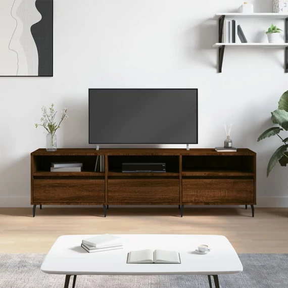 Barna tölgy színű szerelt fa TV-szekrény 150 x 30 x 44,5 cm