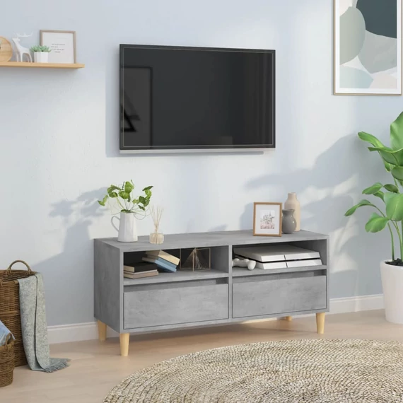 Betonszürke szerelt fa TV-szekrény 100x34,5x44,5 cm
