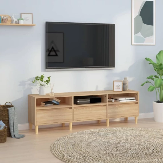 Sonoma tölgy színű szerelt fa fali TV-szekrény 150x30x44,5 cm